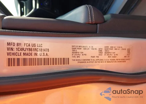 2024 Jeep Grand Cherokee 4Xe from USA, damaged, VIN 1C4RJYB61RC181478